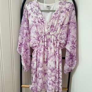 A New Day Purple Floral V-Neck Dress